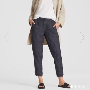 Eileen Fisher XS Blue Chambray Pants Cotton Hemp